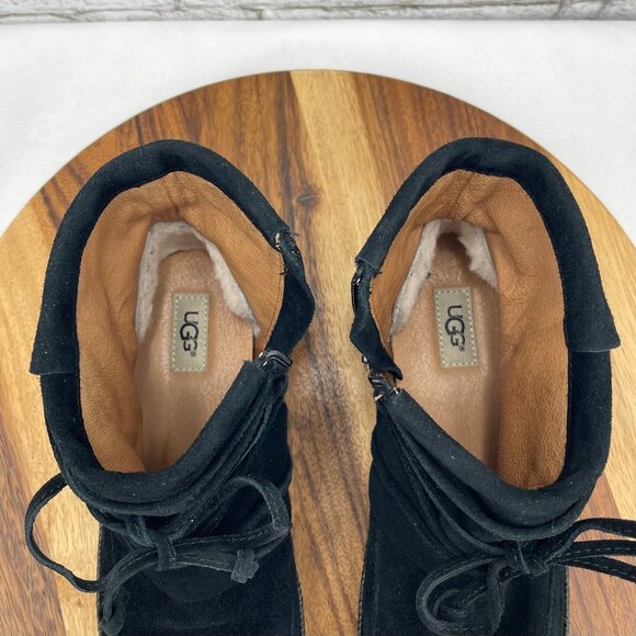 UGG Australia Reid Slate Chestnut Womens 10 Black Suede Ankle Booties 1019129 - Picture 12 of 13